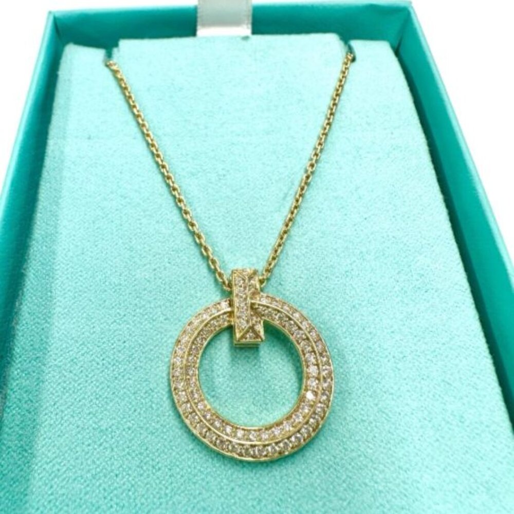 Tiffany & Co. Necklace T 1 Circle Pendant 0.65ct Diamond 18K Yellow Gold